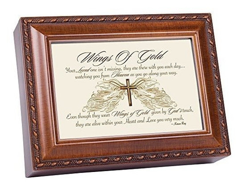 Joyero - Cottage Garden Wings Of Gold Within Heart Woodgrain