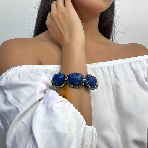 Indira Pulsera Mexicana De Bisutería Artesanal Diámetro 16 Cm