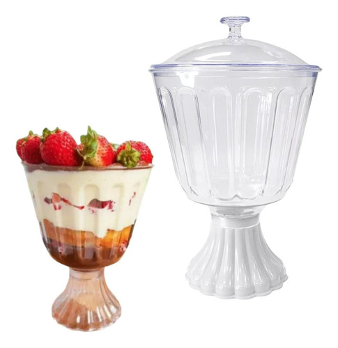 Kit 6un Taças Confeiteiro 1250ml Acrilico C/tampa Sobremesa