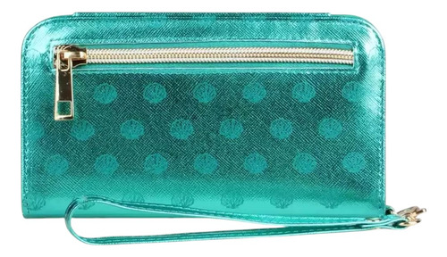 Billetera Cartera Sirenita Porta Celular Con Monedero Azul Petróleo Sintético