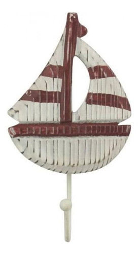 Hampton Nautical Sailboat-301 Gancho Rústico De Madera Rojo 