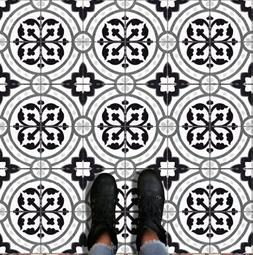 Mosaico Azulejo 20x20 Cm X 40 Unidades Color Palermo Blanco Y Negro
