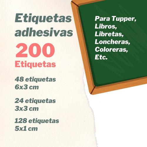200 Etiquetas Escolares Varias Medidas