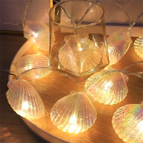 Cadena De Luces Led En Forma De Estrella Con Conchas De Made