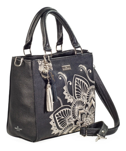 Imagen 2 de 6 de Bolsa De Piel Con Bordado Artesanal Mandala Bolso Moda Dama