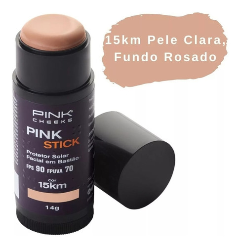 Pinkcheeks Protetor Solar Facial Pink Stick Fps 90  Cor 15km