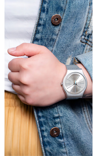 Pulseira de relógio Swatch Metaline Suom114 cor cinza