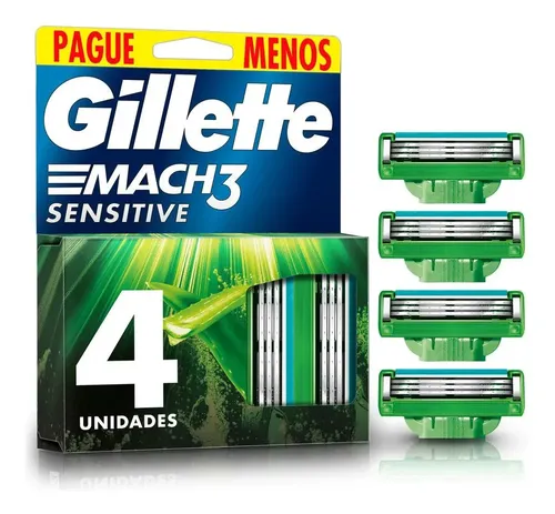 Carga de Aparelho para Barbear Gillette Mach3 Sensitive Leve 4 Un...