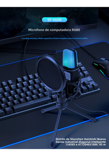 Cyz Micrófono De Condensador Sf-666r Rgb Con Soporte A