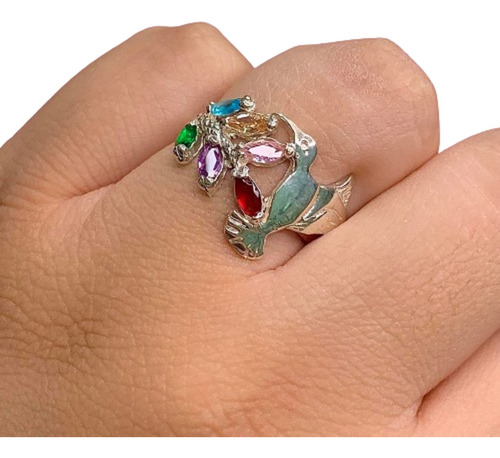 Anillo Colibri En Ramita Con Piedras De Plata 925 Ap 345