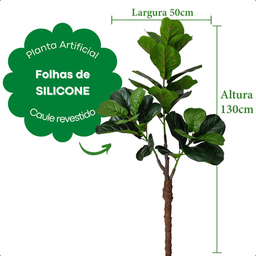 Planta Lyrata Artificial 130cm Ficus Toque Real Sem Vaso