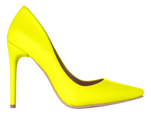Zapatillas Puntiagudas Color Amarillo Neon Para Dama Cuotas sin