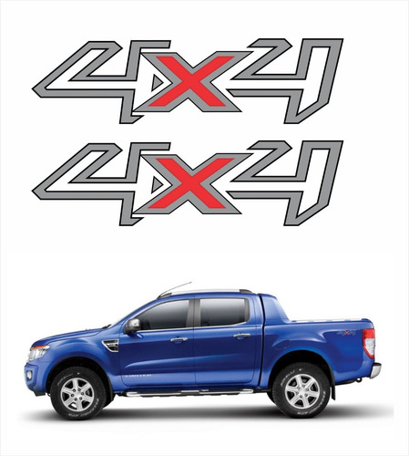 Par Adesivos 4x4 Cinza Ford Ranger 2015 2016 2017 Ca-03178