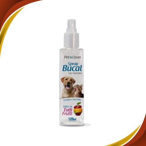 Spray Bucal Mau Hálito Para Cachorro Gato Pet Clean 120 Ml Sabor Tutti frutti