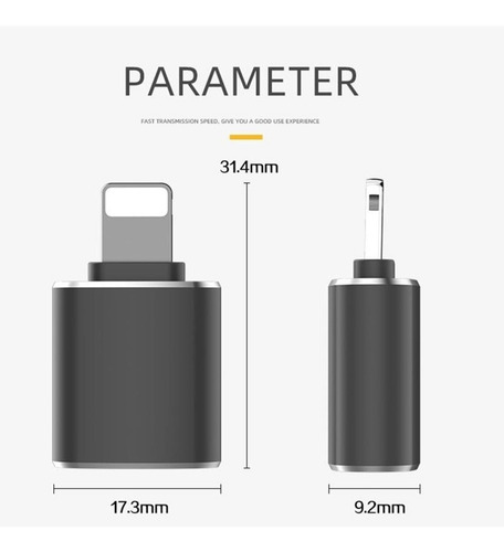 Imagen 2 de 6 de Adaptador Otg Lightning A Usb 3.0 iPhone iPad Memorias Mouse