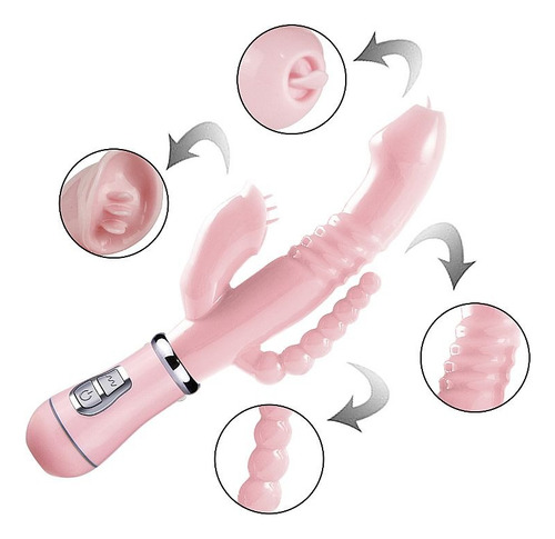 Massageador Corporal Elétrico Recarregável Triplo Plus Max Rosa