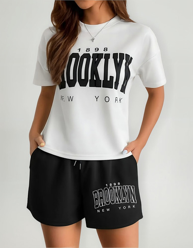 Short Y Playera De Mujer Conjunto Casual Moda Brooklyn