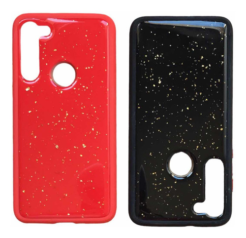 Funda Top Glitter + Vidrio Templado Full Para Moto G8 Power