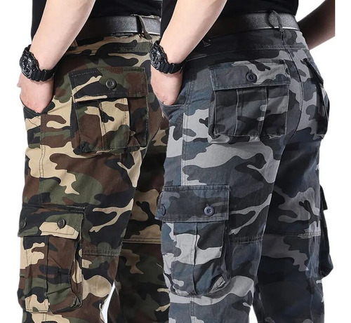 Pantalón Cargo Militar De Trabajo Para Hombre  Camuflado