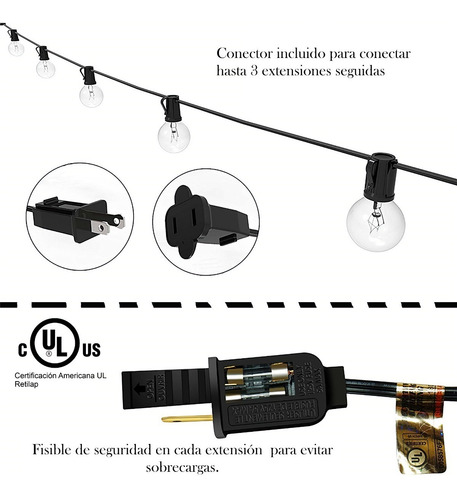 Imagen 4 de 8 de Extension De Luces Y Bombillos Vintage Exteriores Conector