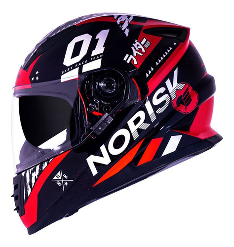 Capacetes Para Moto Integral Norisk Ff302 Tokyo Preto Vermelho Tamanho Xl