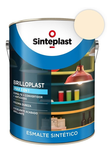 Esmalte Sintético + Convertidor Brilloplast 3 En 1 4lts Color Marfil Seda