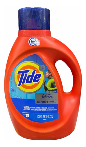 Detergente Líquido Tide + Febreze Sport Odor Defense 2.72 L