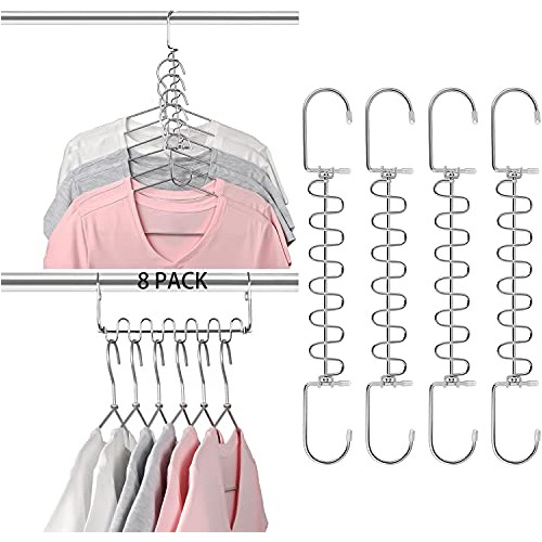Kleverise 8 Pack Metal Space Saving Hangers - 12 Slots ...