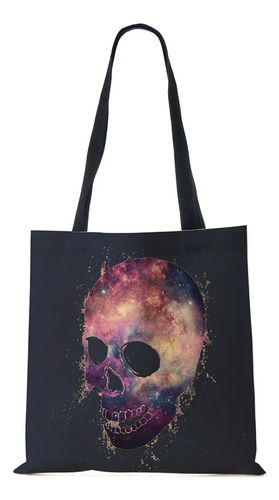 Bolso De Mano De Lino Con Diseño De Calavera Floral, Bolsas