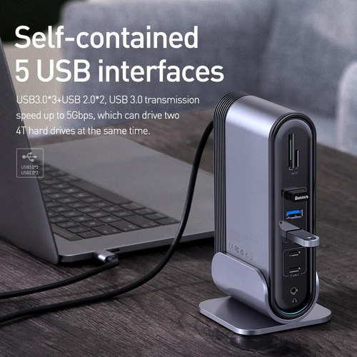 Imagem 2 de 5 de Hub Usb-c 17em1 Multi Portas Macbook Pro Hdmi Rj45 Baseus