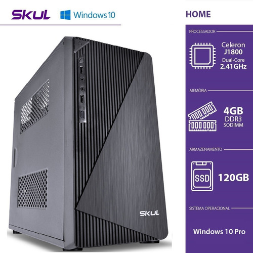 Imagem 1 de 6 de Computador Home H100 Celeron Dual Core J1800 4gb Ddr3 120gb