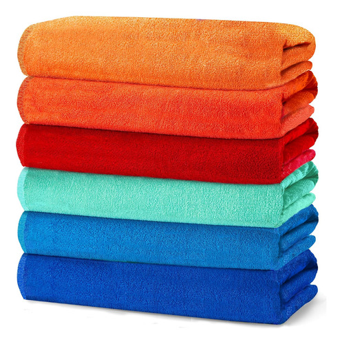 Kaufman - Toallas De Playa Multicolores 100% Algodón, 6 Colo