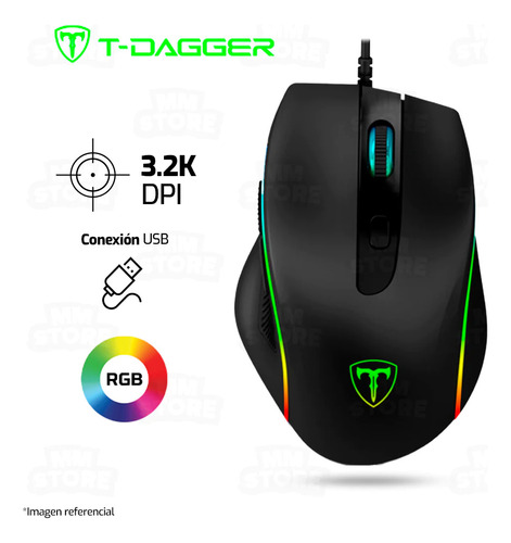 Mouse Gaming T-dagger Recruit 2 3200 Dpi 6 Botones Rgb