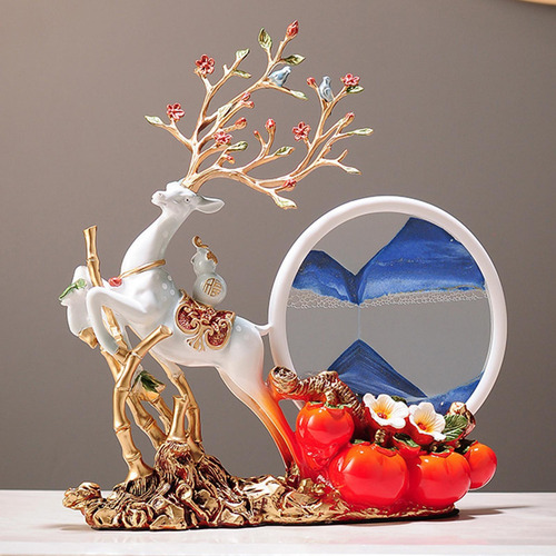 Imagen Decorativa Con Arena , Escultura De Ciervo Para