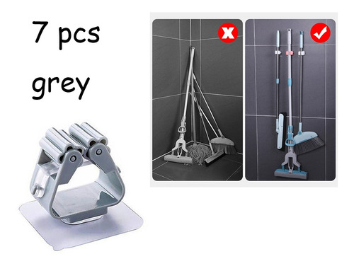 Gancho Adherible Colgador De Escobas Y Trapeadores 7 Uds