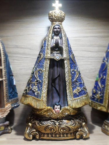 Imagem Nossa Senhora Aparecida Reza Ave Maria 32cm De Resina