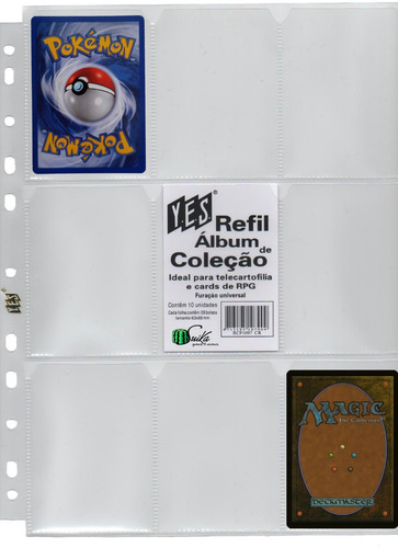 40 Folhas Plásticas Fichário Cards Yes Pokemon Rpg Magic