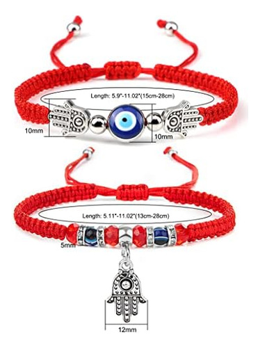 Fesciory Evil Eye Pulseras Para Mujer, 2 Piezas De Hilo Rojo