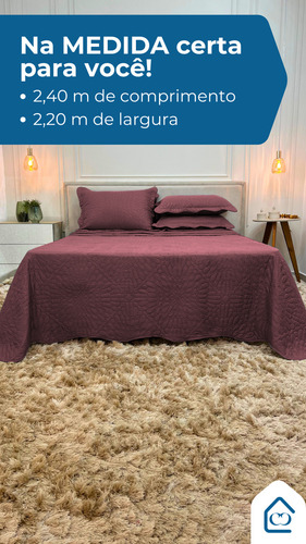 Kit Cobre Leito Veneza Casal Padrão Cama Box Cores Cor Bordô Colcha Cobre Leito Lisa