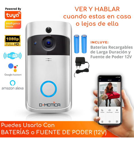 Timbre Wifi Inteligente Cámara Full Hd, Alarma De Movimiento