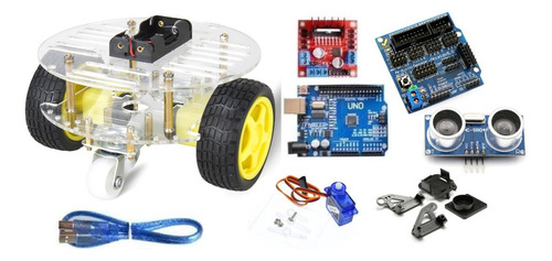 Kit Chasis Robot Circular 4 Ruedas V4 Compatible Con Arduino