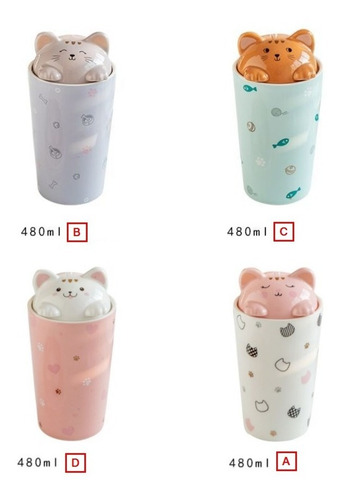 Imagen 2 de 9 de Un Mug Taza Tazón Gatito Kawaii Con Bombilla