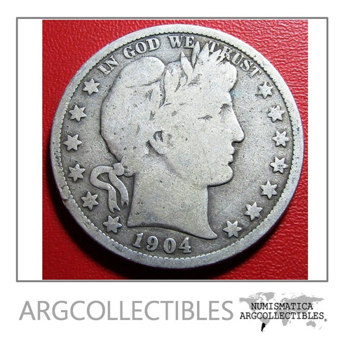 Usa Moneda 1/2 Dolar 1904 O Plata Barber Km-116 F-