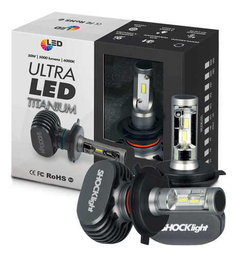 Kit Lampada Led Automotiva H4 Shocklight 10k Lumens Titanium