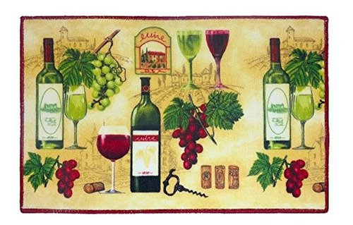 Botellas De Vino Cocina Alfombra Uva Viñedo 18 X 28 Pulgada