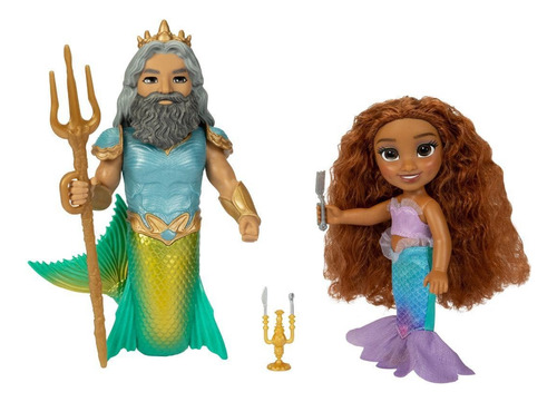 Muñeca Ariel Y Rey Triton The Little Mermaid Disney