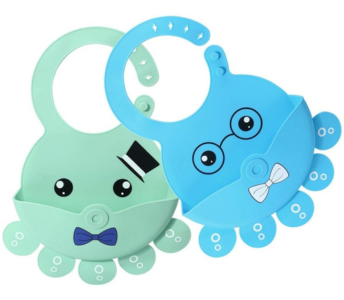 ¡ Babero Silicona Baby Bib Divertido Bebé Monstruo Celeste !