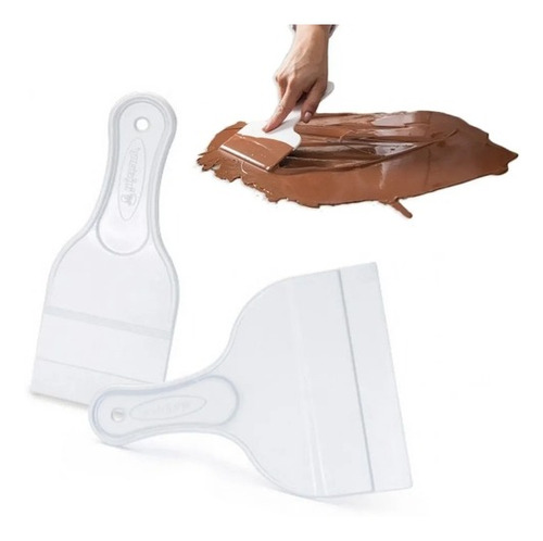 Espátula Para Chocolate Kit 2 Peças Em Plástico Raspa Brinde