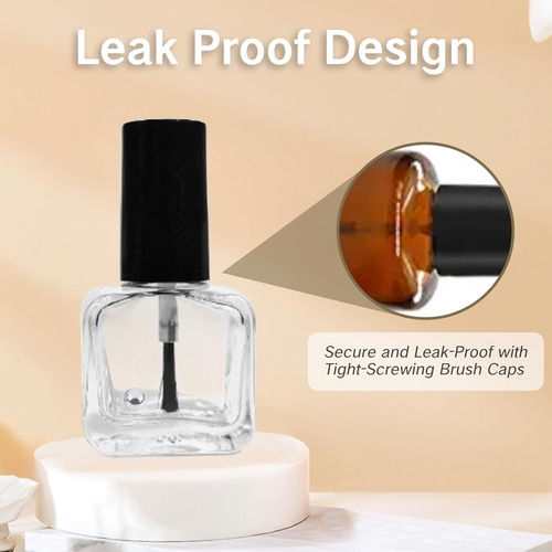 Niiiytyb 2 Botellas Vacías De Esmalte De Uñas Con Cepillo, P