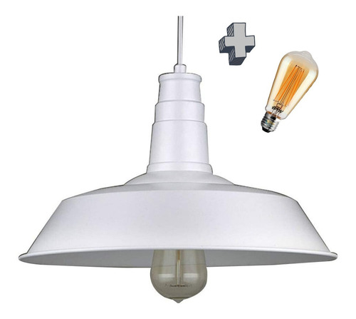 Lampara Led Vintage + Campana Blanca 36cm Galponera Chiaro